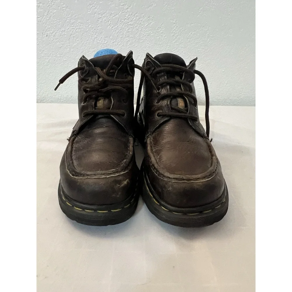Vintage Doc Martens 9525 Brown‎ Work Boots England Ankle Leather Lace Up Mens 8